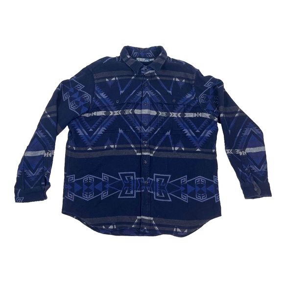 Vintage Polo Ralph Lauren Shirt Blue Aztec Southwestern - Picture 1 of 5